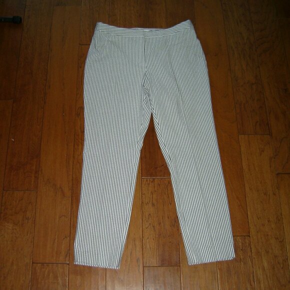 Calvin Klein Grey Pinstriped Seersucker Pants, Size 12 (10) - Picture 1 of 5